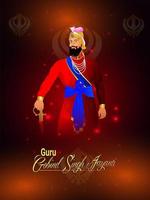 feliz guru gobind singh jayanti celebración con festival sij vector