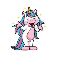 Funny Unicorn Cartoon with Cute Expression vector