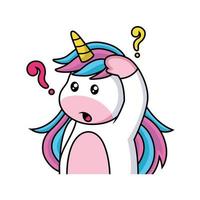 Cartoon unicorn confused expression vector