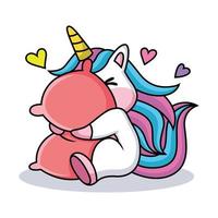 Expression of cartoon unicorn being embarrassed by love vector