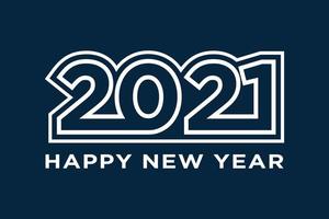 Happy New Year 2021 text design. Holiday vector illustration. Isolated on navy background.