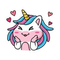 Expression of Cute Unicorn Cartoon in love vector