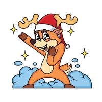 Christmas deer with cute pose cartoon. Animal vector Illustration.