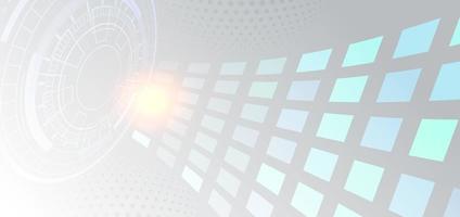Abstract technology futuristic blue and gray gear circles with square pattern perspective elements on gray background. vector