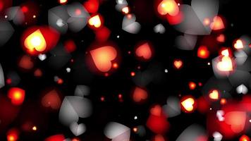 Valentijnsdag gloeiende rode en witte harten achtergrond video