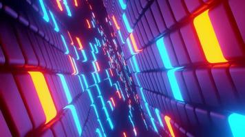 vlucht naar neonlichten cyber futuristische virtual reality video