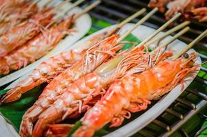 Grilled shrimp on a skewer photo