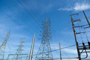 High voltage towers in Thailand photo