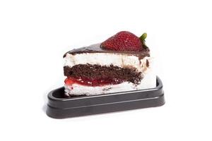 Strawberry cake on white background photo