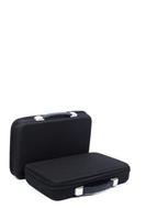 Two black briefcases on white background photo