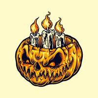 Halloween Pumpkin with Candle Light vector