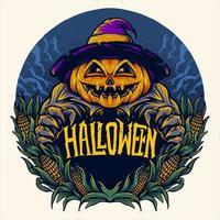 Scary Halloween Pumpkin Design vector