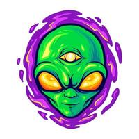 ilustración de monstruo de mascota de cabeza alienígena vector