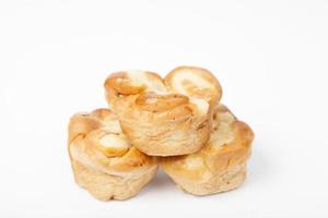 Three pieces of bread on white background photo