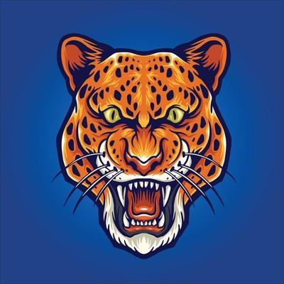 Angry aggressive leopard head portrait illustration