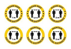 Please keep your distance - maintain social distancing, instruction icon against the spread of coronavirus vector