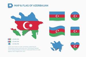 Map and flag of Azerbaijan vector