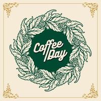 Coffee Day Premium Mandala Plant Illustration vector