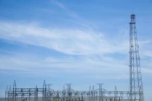 High voltage towers in Thailand photo