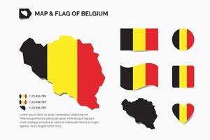 mapa y bandera de bélgica vector