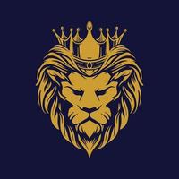 Gold lion head with crown vector