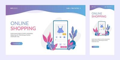 Online shopping landing page template vector