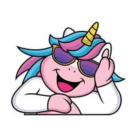 Cool Pose Unicorn Cartoon with Sweet Smile vector