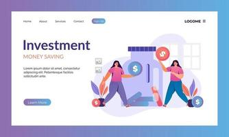 investment landing page vector