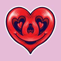 Red Smiling Heart in Emoticon Style vector