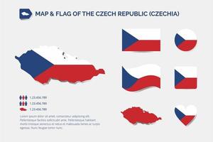 mapa y bandera de la república checa vector