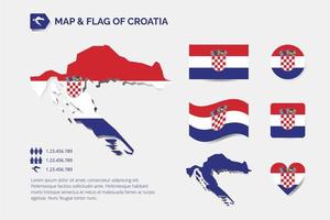 mapa y bandera de croacia vector