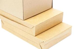Brown boxes paper on a white background photo