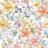 Watercolor style floral seamless pattern vector