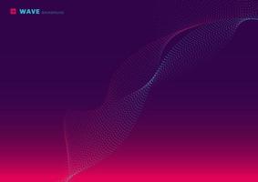 tecnología abstracta diseño de red futurista partícula rosa y azul brillante línea de puntos que fluye onda fondo púrpura vector