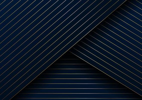 Abstract gold lines diagonal pattern overlap layer on dark blue background and texture.