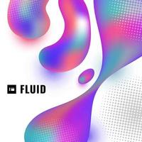 Abstract 3D colorful fluid shape with halftone on white background. vector