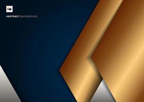 Abstract template geometric triangle white and gold color overlap on blue background vector