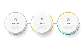 Timeline infographic template. Business concept with circle and 3 options or steps. Can be used for workflow diagram, info chart, annual report or web design. vector