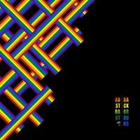 Abstract geometric lines pattern rainbow stripe overlapping on black background. vector