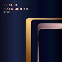 Abstract elegant golden and pink gold shiny square rounded on dark blue background luxury style. vector