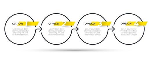 Business infographic template. Thin line design with arrow and 4 options or steps. Can be used for annual report, flow chart, process diagram. vector