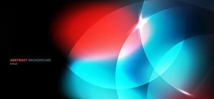 Abstract bokeh blurred black background circles with blue and red lighting effect vector