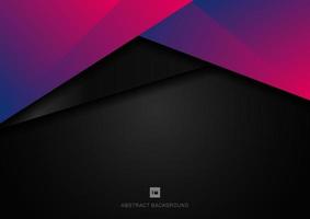 Abstract template blue and pink vibrant color geometric triangle overlap layer on black background vector