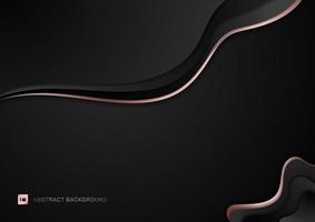 Abstract modern template black and pink gold wave lines, curved layers on dark background