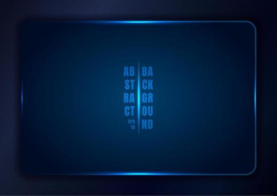 Abstract blue gradient template background with rectangle rounded frame and glow lights.