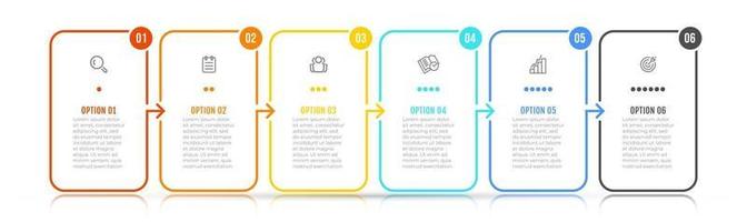 Vector infographic elements thin line design label with icons. Business concept with 6 options, steps. Can be used for workflow diagram, info chart, graph.