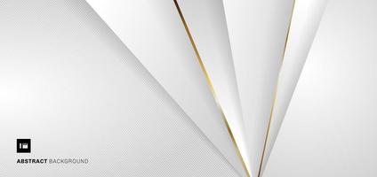 Abstract banner web template white and gray geometric triangles with metallic golden line on white background. vector