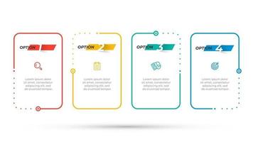 Vector Business infographic design template with marketing icon and number options. Timeline process elements with 4 steps.