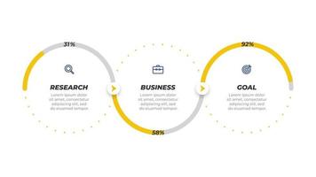 diseño de etiqueta de plantilla de infografía empresarial con iconos. línea de tiempo con 3 opciones o pasos. se puede utilizar para diagrama de flujo de trabajo, gráfico de información, presentación, informe anual. vector