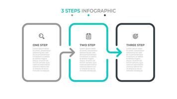 Business infographic template design with icon and arrows. Timeline with 3 options or steps. Can be used for workflow diagram, annual report. vector